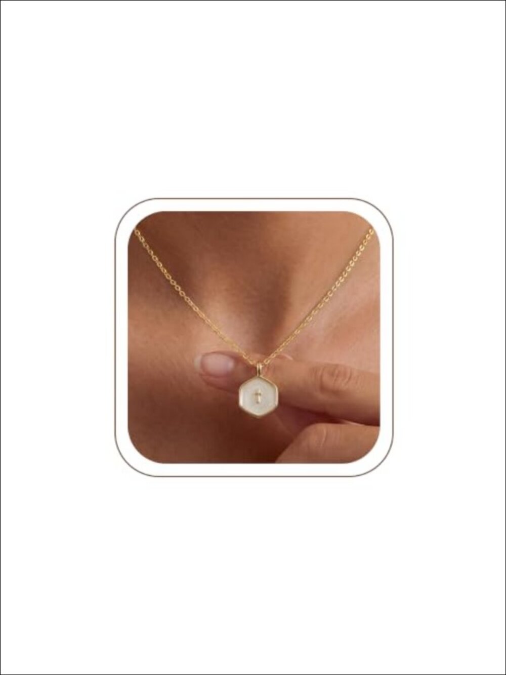 14K Gold Plated Cross Necklace White Enamel Pendant